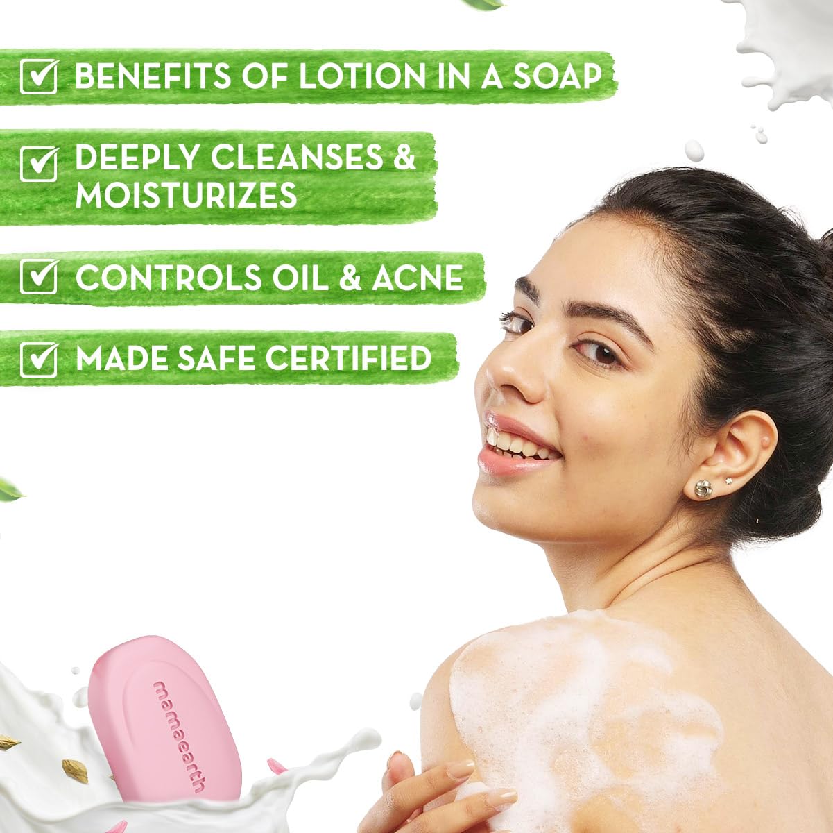 Mamaearth Multani Mitti Moisturizing Lotion Soap with Multani Mitti & Rose for Oil Control & Acne 125g (Pack of 4) | Benefits of Lotion in a Soap | Deeply Cleanses & Moisturizes | Grade 1 Acne Soap