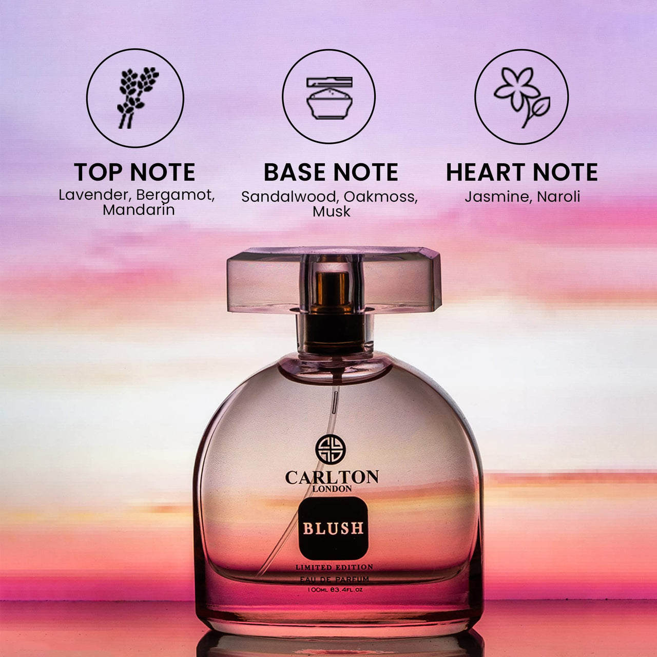 Carlton London Blush 100ml EDP Perfume For Women | Long Lasting Smell Luxury Fragrance with Lavender, Jasmine, Sandalwood & Musk Notes.