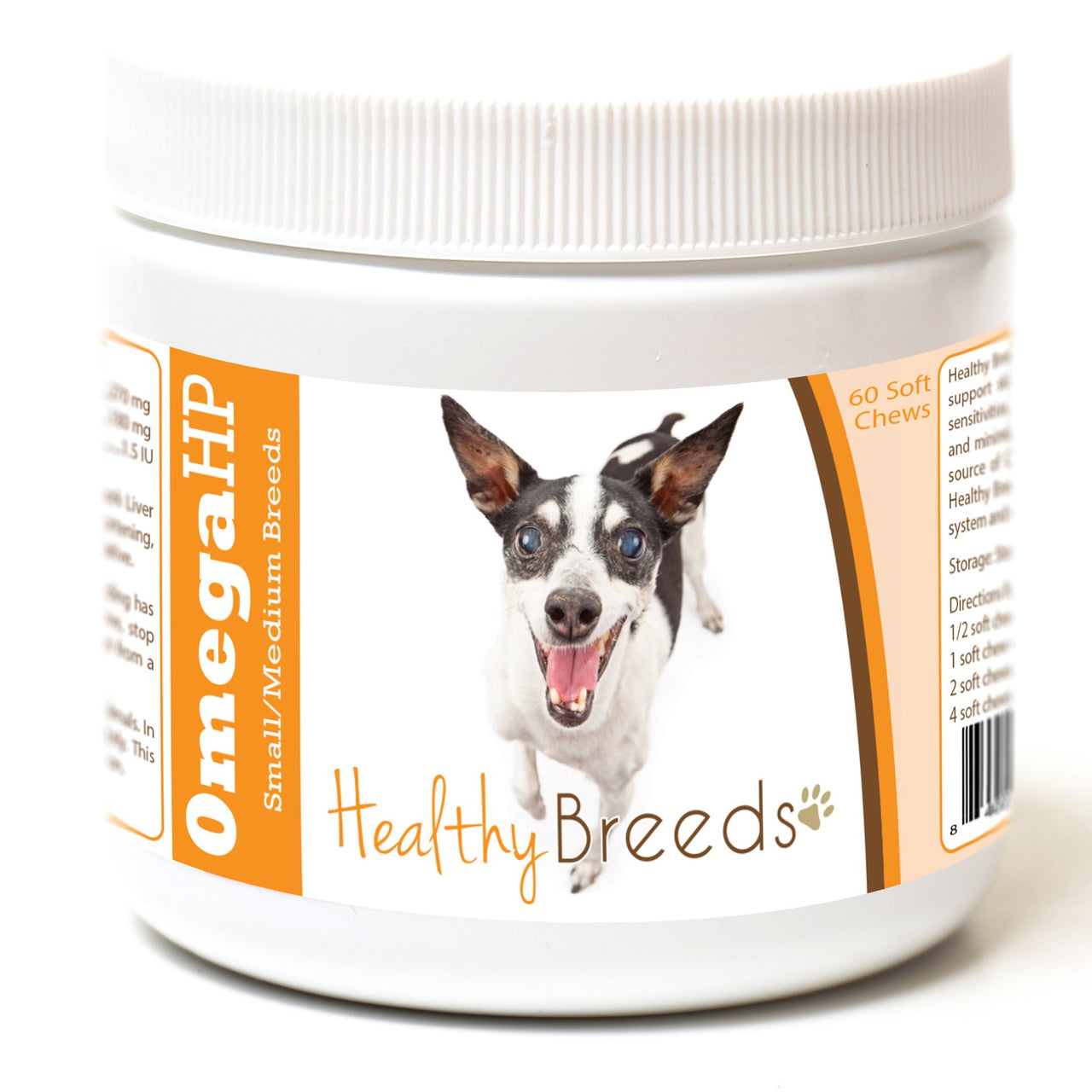 Healthy Breeds Rat Terrier Omega HP Fatty Acid Skin and Coat Support Soft Chews 60 Count 60 Ct - Small/Medium Breeds