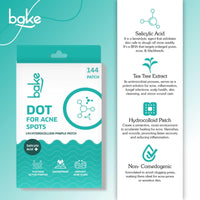 BAKE 2% Salicylic Acid Pimple Patches (144 Dots) for Acne with Hydrocolloid Waterproof Patches | For Red, Pus Filled, Active Acne | For All Skin Types
