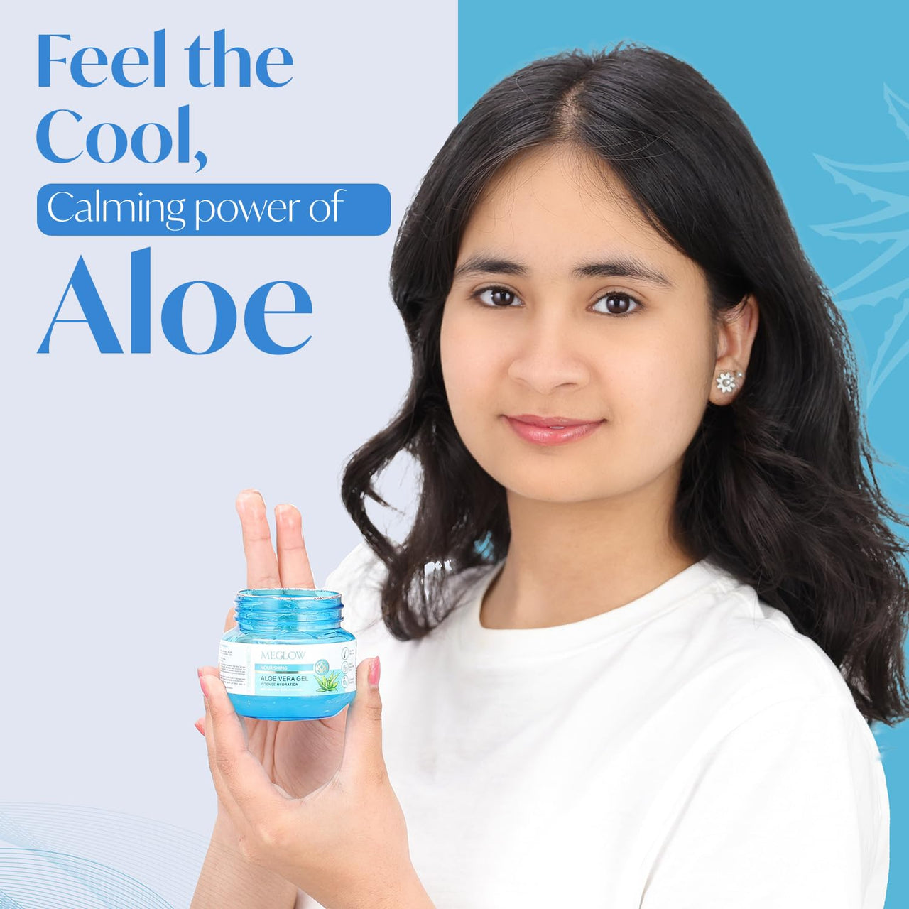 Meglow by Leeford | Nourishing Aloe Vera Gel | Intense Skin Hydration Formula | Aloe Vera Gel for Skin and Hair | Aloe Vera & Cucumber-based Moisturizing Gel for All Skin Types Pack of 2 (100g each)