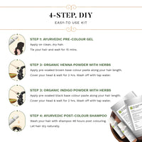 SESA 4 Step Natural Hair Colour Kit - For HIGH GREY% - 100% Organic & Ayurvedic - NO Ammonia, PPD, Peroxide, 200gm + 40ml