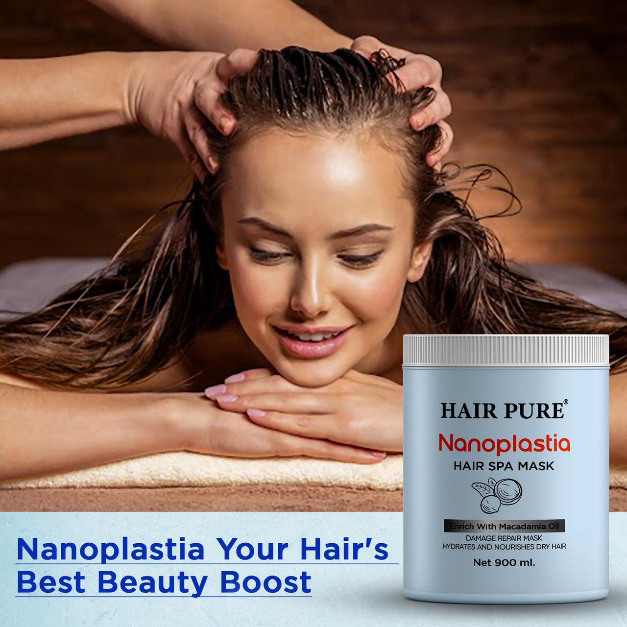 Hair Pure Nanoplastia Hair SPA Mask | Deep Nourishment & Smoothing Treatment | Professional-Grade Hydration, Frizz Control, and Hair Repair for All Hair Types | Restores Shine & Healthy Hair, 900ml