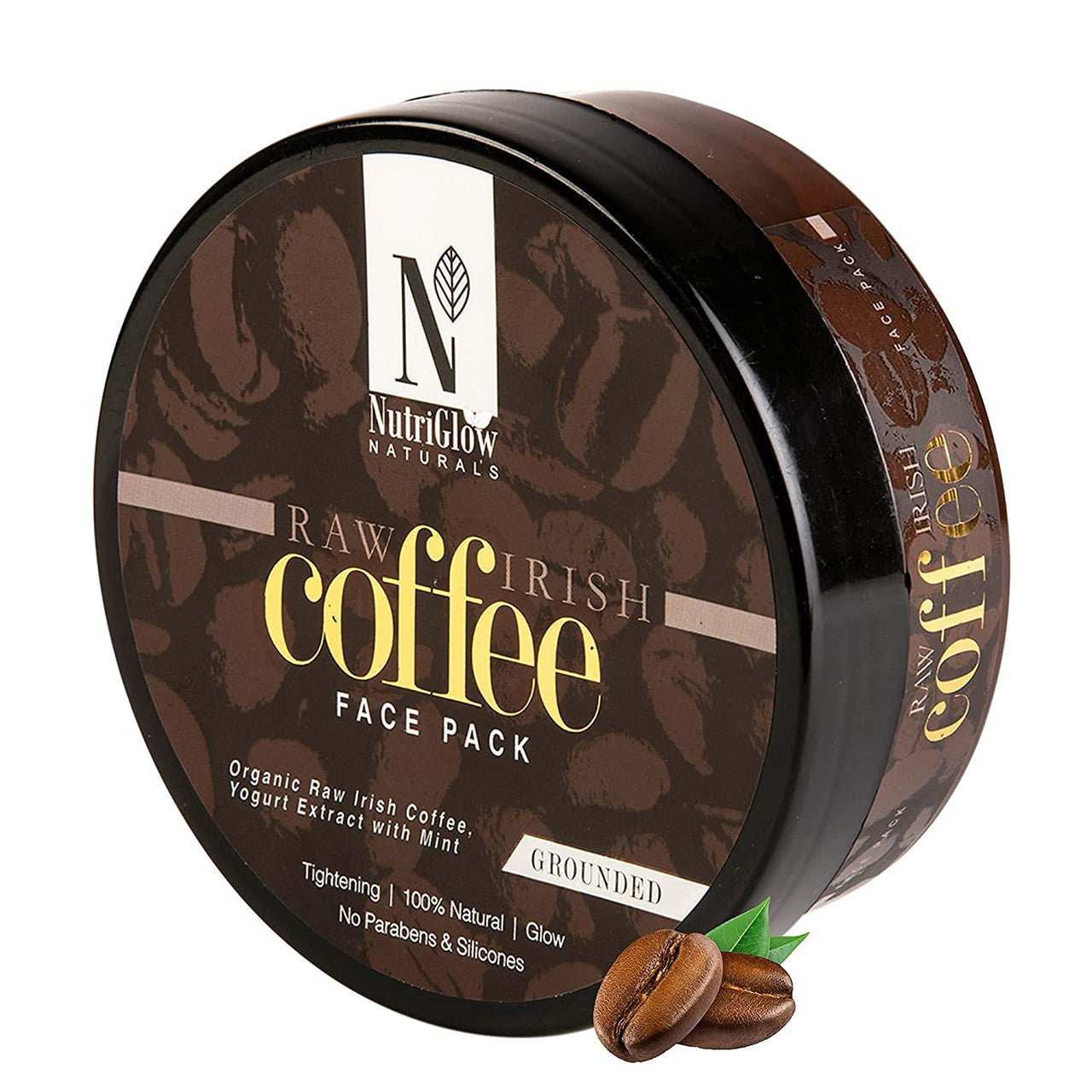 NutriGlow NATURAL'S Raw Irish Coffee Face Pack For Nourishing Deep Cleansing, Relaxing Facial Treatment, Blackhead Remover, Radiant Skin, All Skin Types, No Paraben & Sulphate, 200 gm