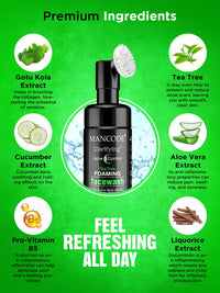 Mancode Acne Control Tea Tree Foaming Facial Wash | with Built in Brush Face Wash For Men Deep Cleansing Face | For Oily & Dry Skin | Anti Acne | Gentle Clear Skin | No Paraben Sulphate Silicone 150ml