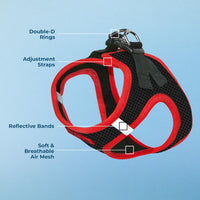 Voyager Step-in Air Dog Harness - All Weather Mesh Step in Vest Harness for Small and Medium Dogs by Best Pet Supplies - Red Trim, M Harness (Black/Red Trim) M (Chest: 16 - 18