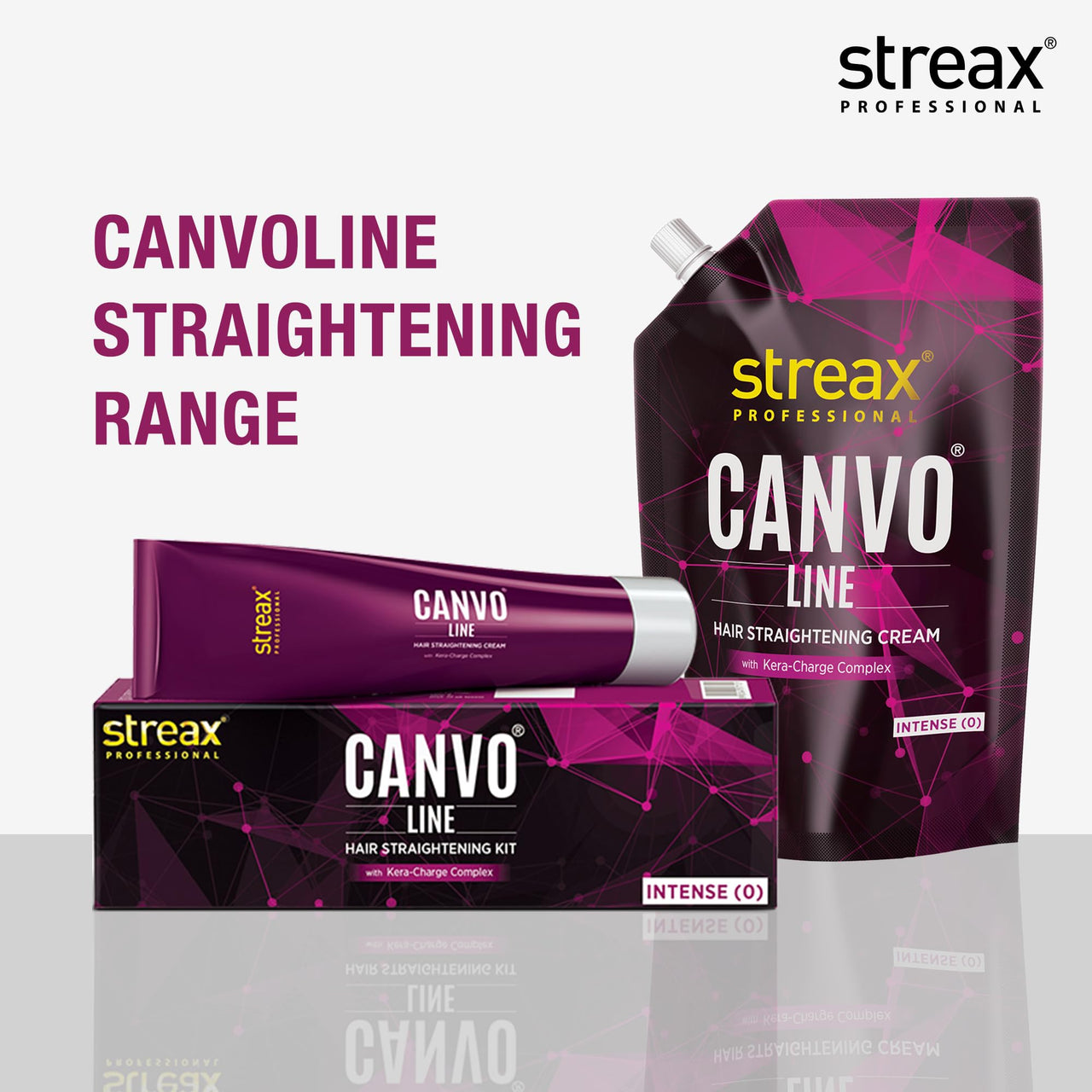 Streax Professional Canvoline Hair Straightening Cream, With Kera-Charge Complex, For All Hair Types, Mild, 160 gm