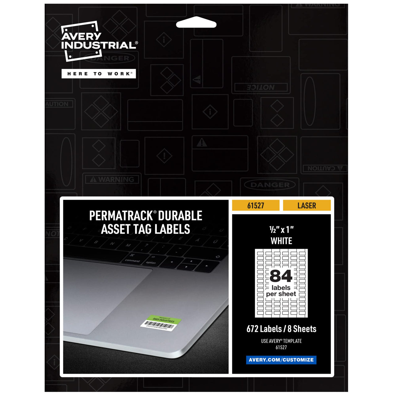 Avery White Asset Tag Labels, 1/2" x 1", Laser Printable Tags, 672 Waterproof Labels (61527) 1/2" x 1" Durable White