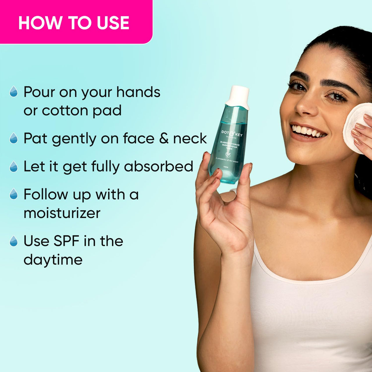 Dot & Key Rice Water Hydrating Toner With Hyaluronic |Rice Water Toner For Dry Skin, Sensitive Skin & Oily Skin |Alcohol-Free |Quick Absorbing & Non Sticky, For Hydrated Skin |Exfoliates Pores |150ml