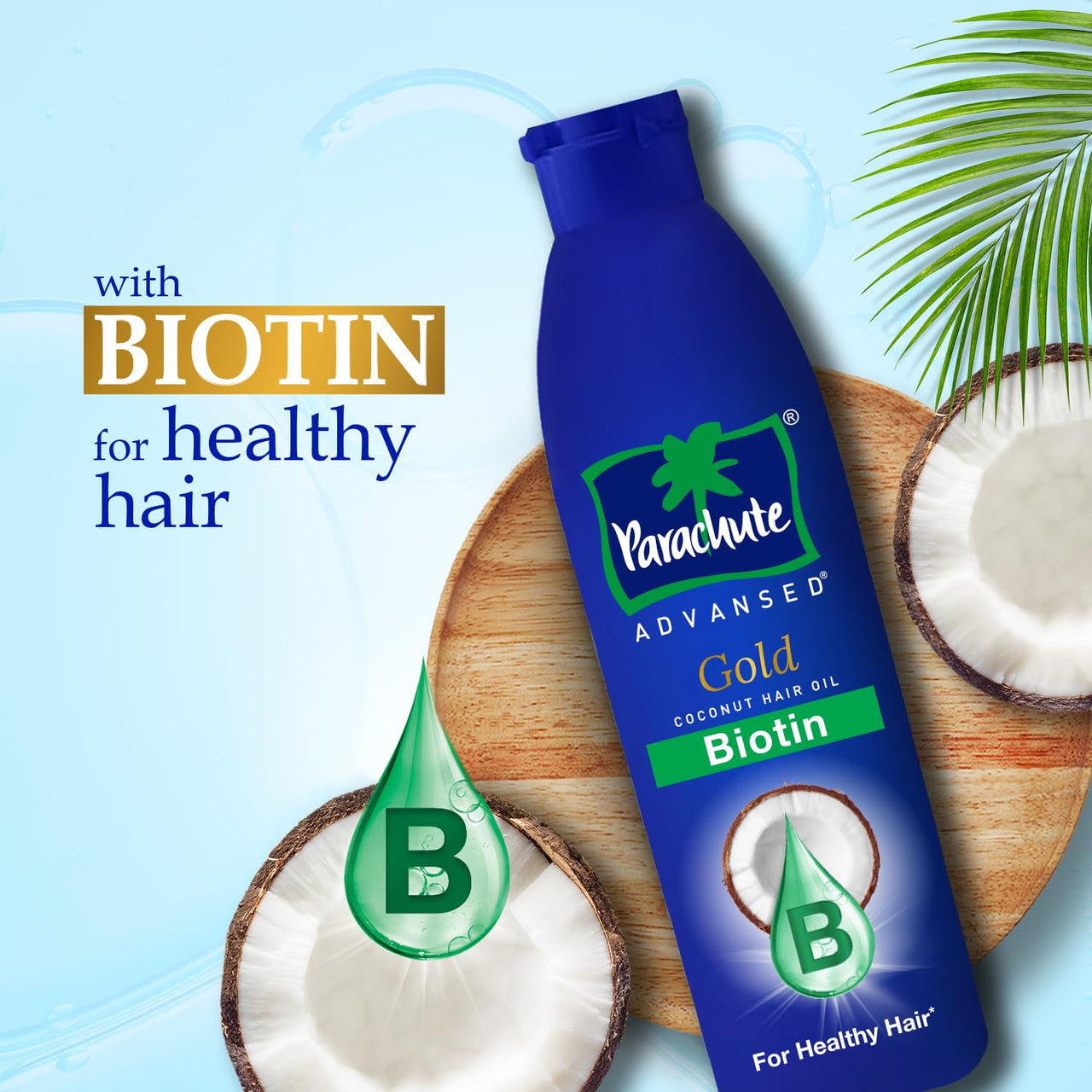 Parachute Advansed Gold Biotin & Coconut Hair Oil | Deep Nourishment for Fuller Hair| No Paraben or Silicone | 300ml
