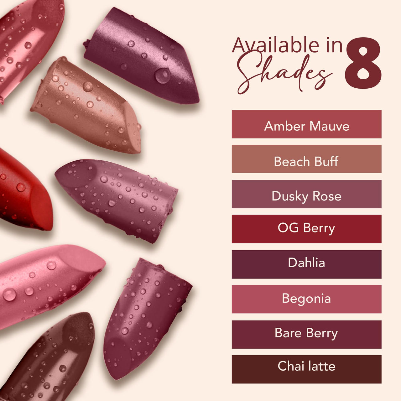 Carlton London Creamy Matte Stardust Bullet Long Stay Lipstick |Enriched with Vitamin E, Castor oil | Intense Colour, Moisturised Lips, Smooth & Light |Upto 8 hrs- 4Gm. (Amber mauve)