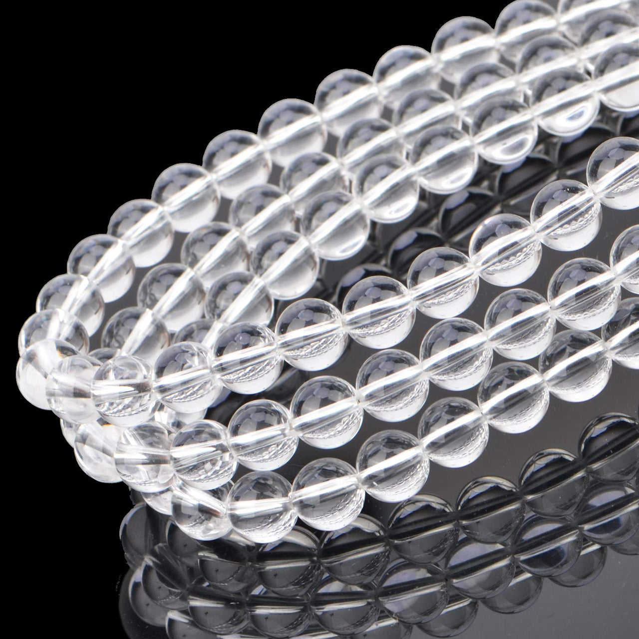 100Pcs Natural Crystal Beads Stone Gemstone Round Loose Energy Healing Beads with Free Crystal Stretch Cord for Jewelry Making (Clear Crystal, 8MM) Clear Crystal