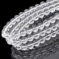 100Pcs Natural Crystal Beads Stone Gemstone Round Loose Energy Healing Beads with Free Crystal Stretch Cord for Jewelry Making (Clear Crystal, 8MM) Clear Crystal