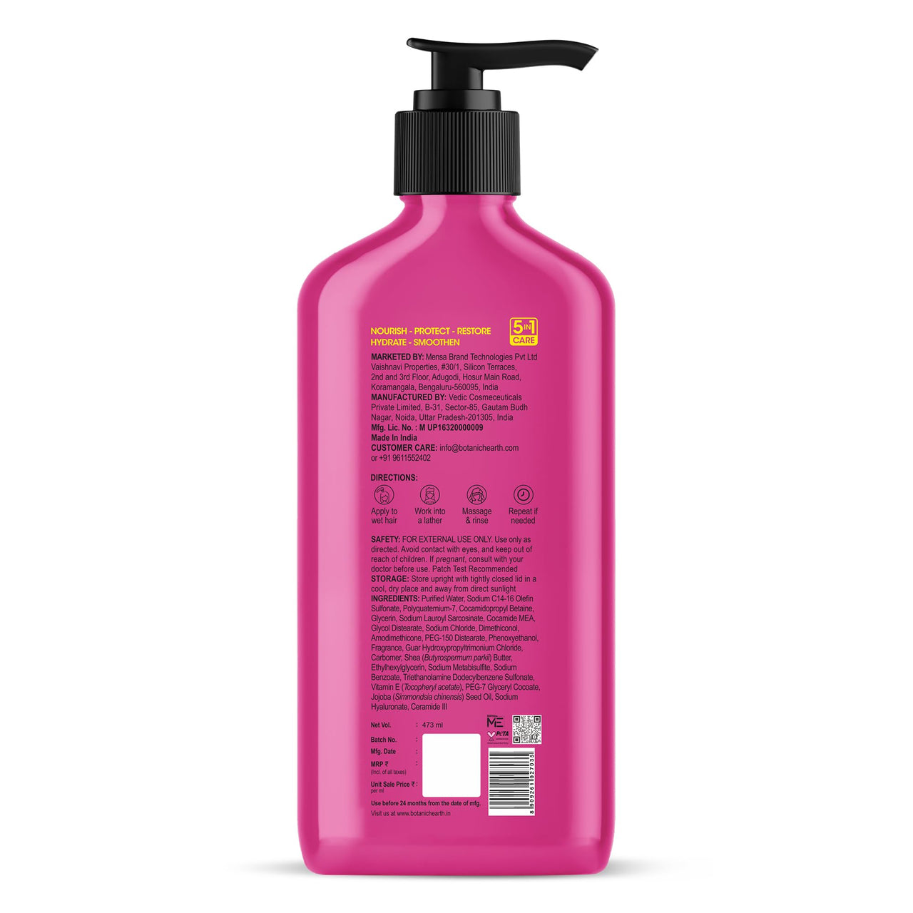 Botanic Hearth Nourish & Defend Shampoo with Hyaluronic Acid & Jojoba Oil | Deeply Moisturizing & Damage Protection | Strengthens & Softens Hair | Sulfate & Paraben Free, 473ml