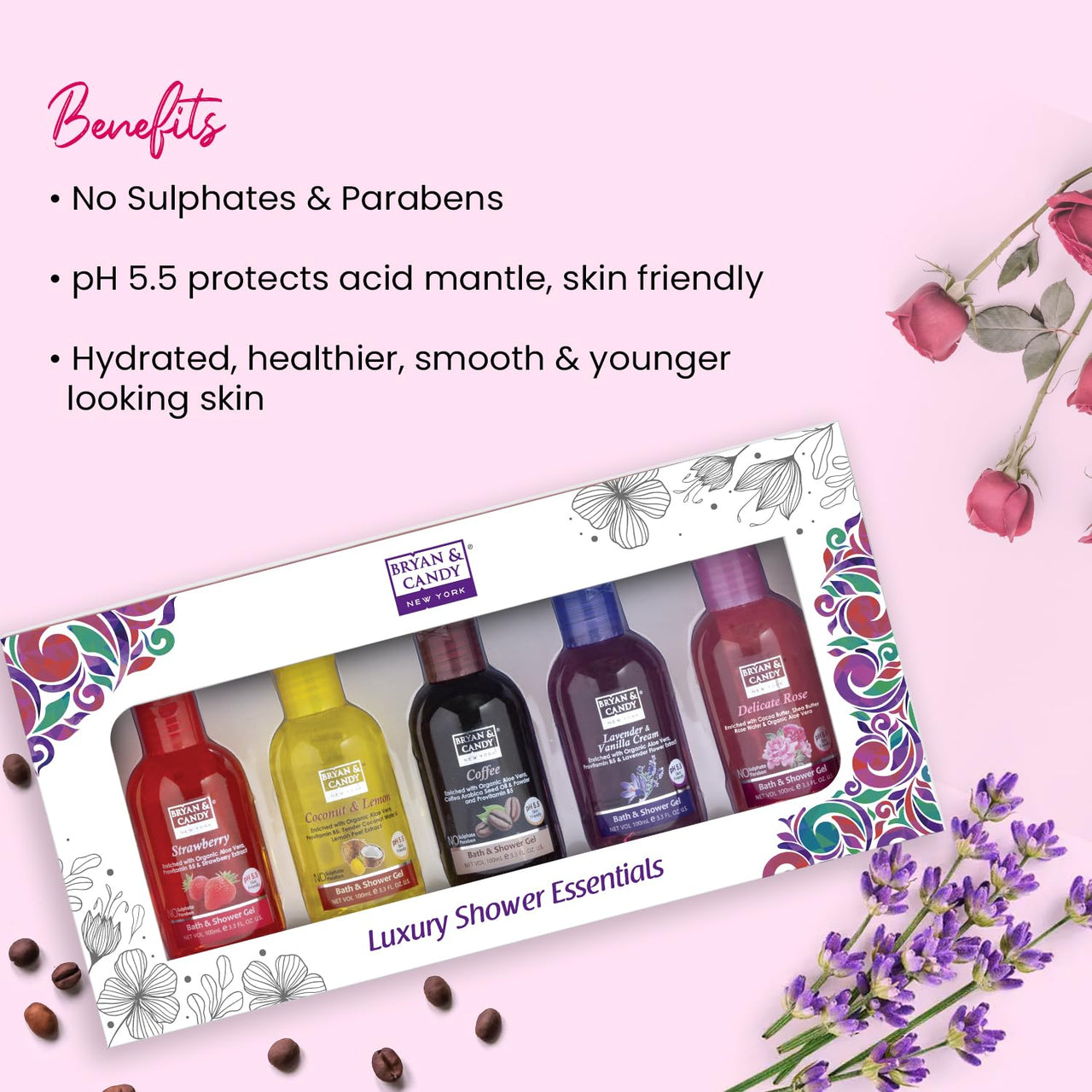 Bryan & Candy Luxurious Shower Gel Combo Kit | Gift Set For Women And Men | Ph5.5 Skin Friendly,Perfect for Gifting, Fresh Fragrances