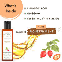 Mystiq Living Rosehip Oil for Skin and Face - 50 ML | Face Oil for Gua Sha Massage, Glowing Skin, Pure Rosehip Seed Oil Anti Aging, Fine Lines, Acne Scars, Under Eye, Anti Pigmentation | 100% Pure & Natural, Cold Pressed