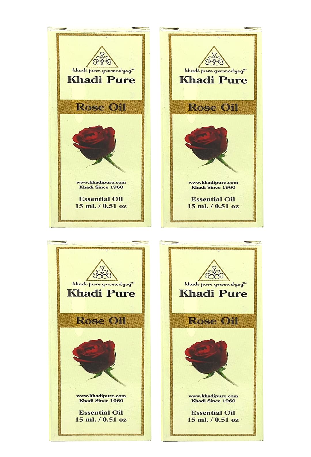 Khadi Pure Herbal Rose Essential Oil, 15 Ml (Pack Of 4)