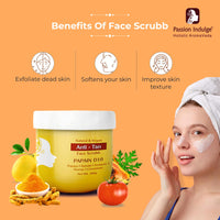 Passion Indulge Natural Papain D10 Cleanser 100ml & Papain D10 Face Scrub 200gm Combo Pack For Reduces Tan