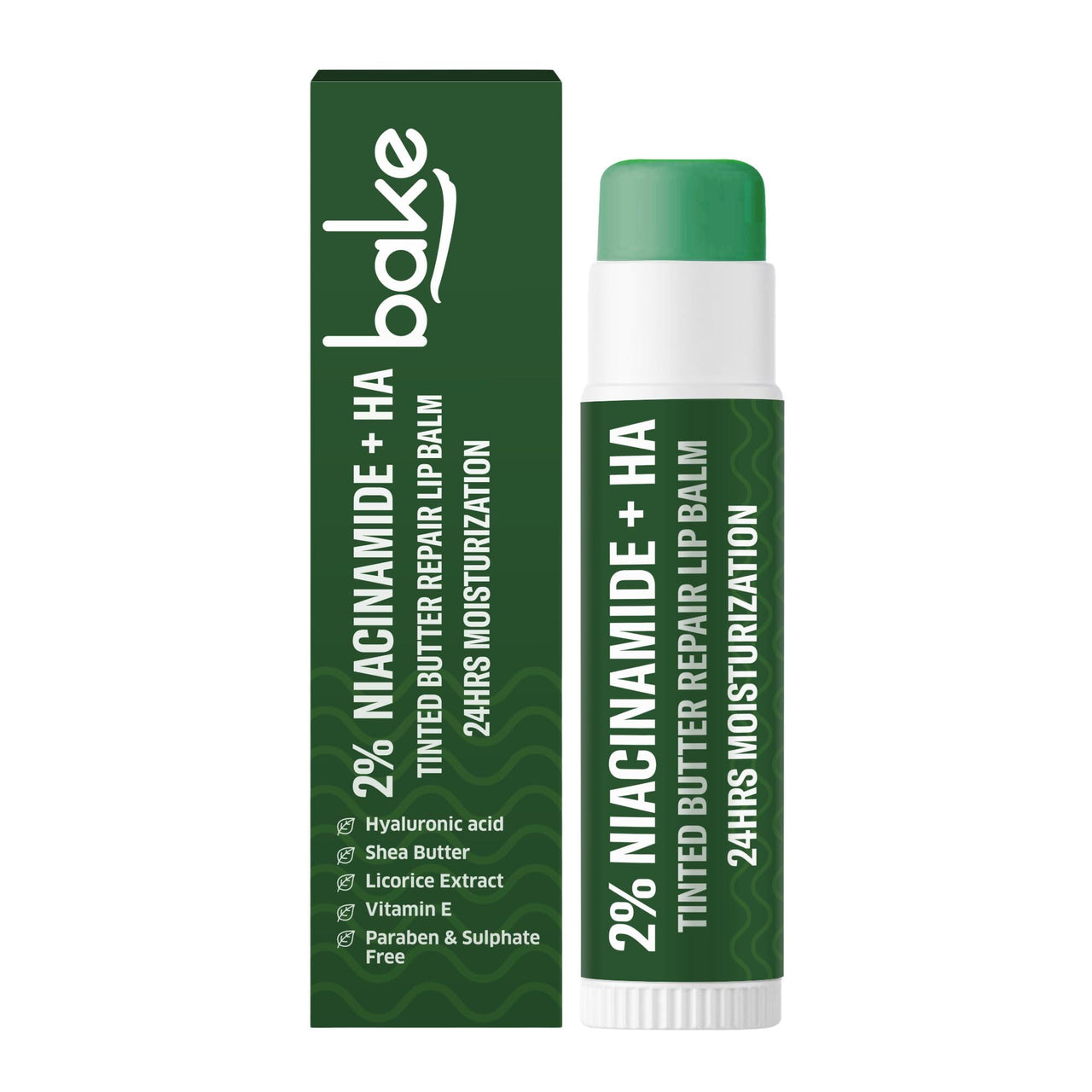 BAKE 2% Niacinamide + Hyaluronc Acid Tinted Butter Brightening Lip Balm 24 Hour Moisturization | For Dark, Pigmented, Dry, Flaky Lips | De-Tan Lip Balm - 5g
