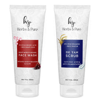 Herbs and Pure Deep Moisturising 5% Hyaluronic Acid Face Wash(100 ML) for Remove Wrinkles, Dark spots & De tan Scrub(100 ML) for Anti Pigmentation, Pack Of 2
