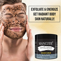 Mancode Multi-Vitamin Sugar Scrub for Face & Body for Tan Removal Exfoliating Detan Scrubs for Glowing Soft & Smooth Skin Removes Tan, Blackheads and Dirt For Men & Women 125gm.