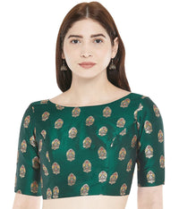X3 Women's  Brocade Readymade Saree Blouse with Golden Bootas 38