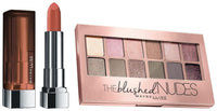 Maybelline New York The Blushed Nudes Palette Eyeshadow, 9G And Maybelline New York Color Sensational Creamy Matte Lipstick, 657 Nude Nuance, 3.9G