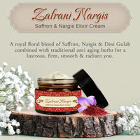 Herbs & Greens Zafrani Nargis Natural Vitamin C Saffron & Nargis Anti Aging Elixir Cream, | Glowing & Radiant Skin | Ayurvedic Day & Night Face Cream Moisturizer For Woman & Men | All Skin | 50gm