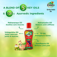 Zandu Ortho Vedic Oil - 60ml | Ayurvedic Oil for Relief from Knee and Joint Pain,Muscle Pain, Osteoarthritis Visible Improvement in 7 days