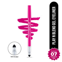 Hilary Rhoda Play n Blend Gel Eyeliner | One Stroke Application | Highly Pigmented | Matte & Shimmer Finish | 2 in 1 Smudger + Eyeliner | Butter Smooth Texture | 1.5g - (Romantic Pink | Shade 07)