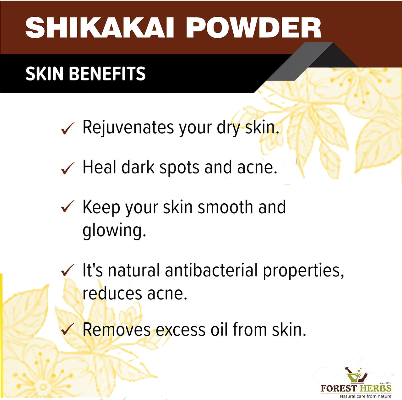 THE FOREST HERBS Natural care from nature 100% Pure Shikakai Powder, Acacia Concinna Excellent Hair Conditioner Powder For Hair 200g, All, (1 count)