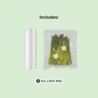 FoodSaver Vacuum Sealer Bags, Rolls for Custom Fit Airtight Food Storage and Sous Vide, 8