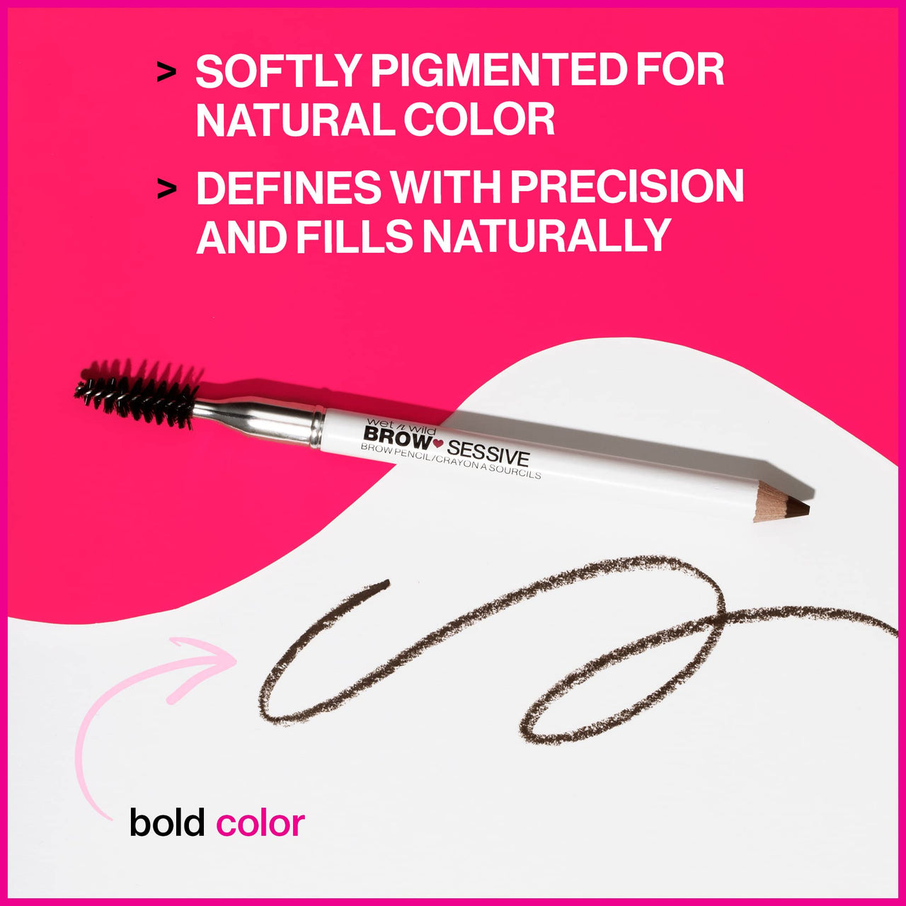 wet n wild Brow-Sessive Brow Pencil 9g- Dark Brown, Dual-Ended Eyebrow Pencil with Spoolie Brush for Thin and Thick Eyebrows, Natural Look Formula, Buildable Color Definition