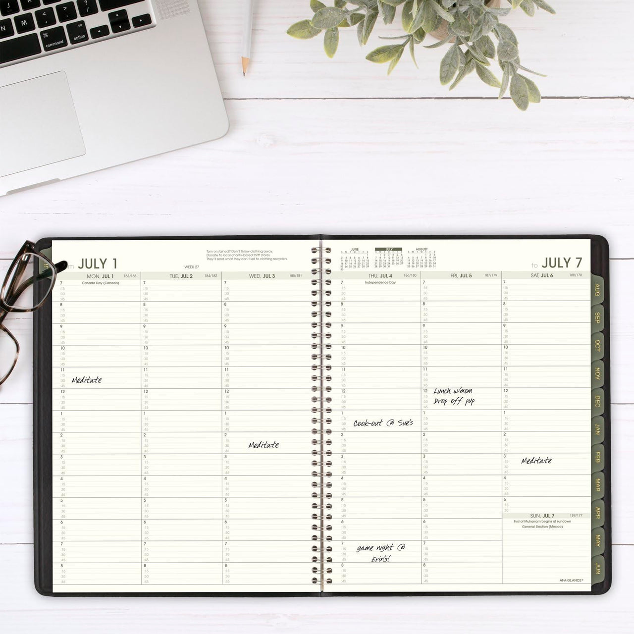 AT-A-GLANCE Planner 2024-2025 Academic, Weekly & Monthly, Quarter-Hourly Appointment Book, 8-1/4" x 11", Large, Monthly Tabs, Flexible Cover, Recycled, Black (70957G05) 2024-2025 New Edition