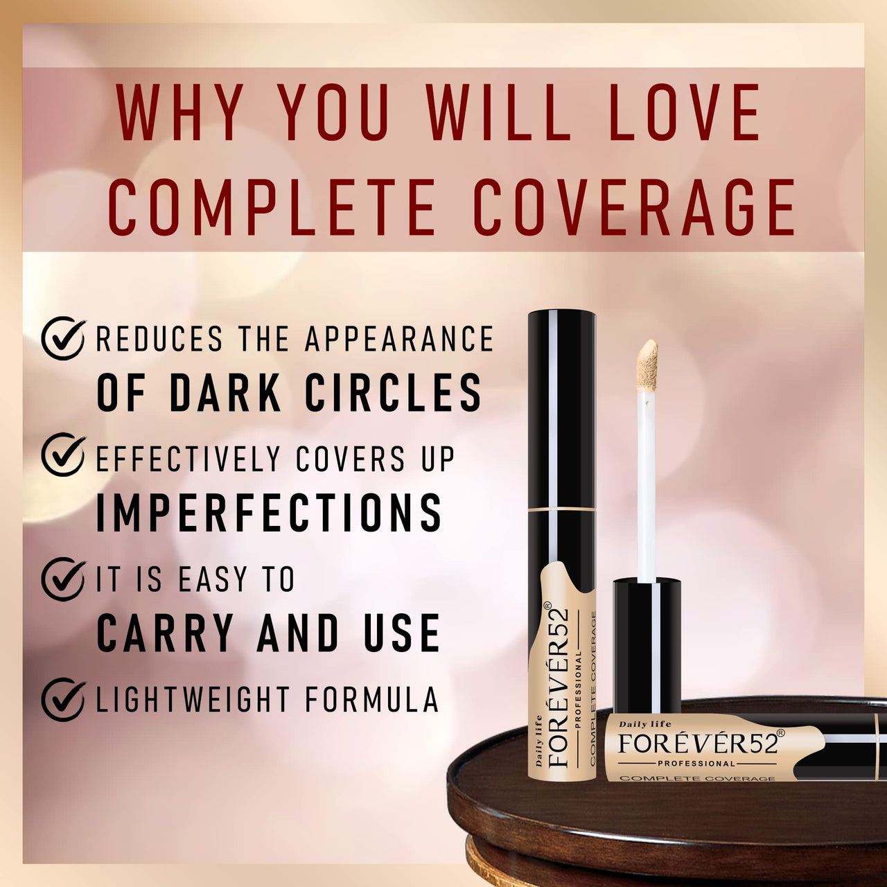 Daily Life Forever52 Easily Blendable Concealer for Face Makeup (Iced Coffee) Natural finish,Liquid Light Weight Concealer-COV003
