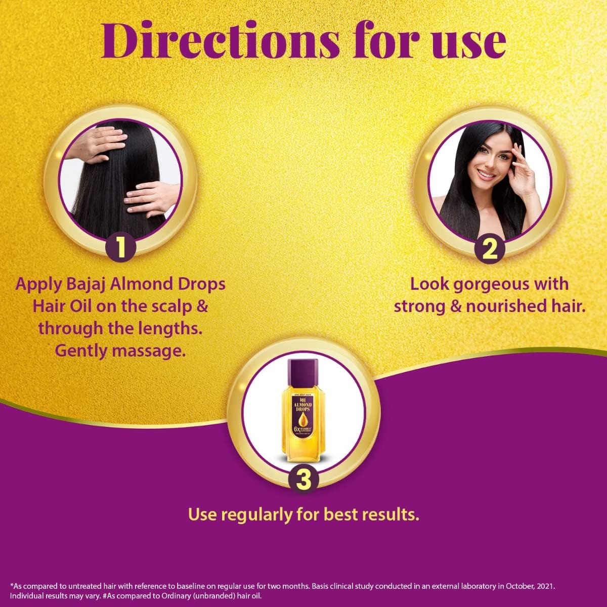 Bajaj Almond Drops Hair Oil, 475ml, Hair Oil, 6X Vitamin E, Almond Oil, Light and Non-Sticky, Hair Fall Control (Pack of 4)
