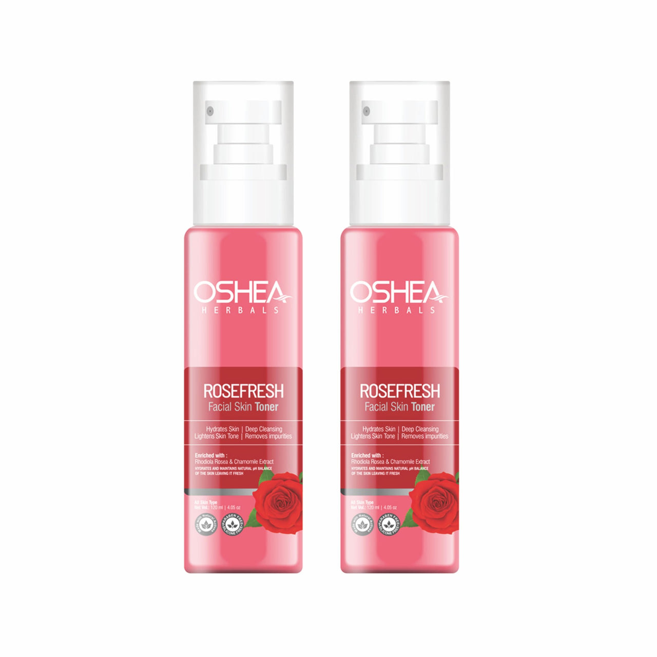 Oshea Herbals Rose Fresh Skin Toner For Normal to Oily Skin Type | Controls Oil, Cures Pimples, Minimise Pores & Hydrates with Healthy Glowing Skin - 120ml… (Pack of 2)