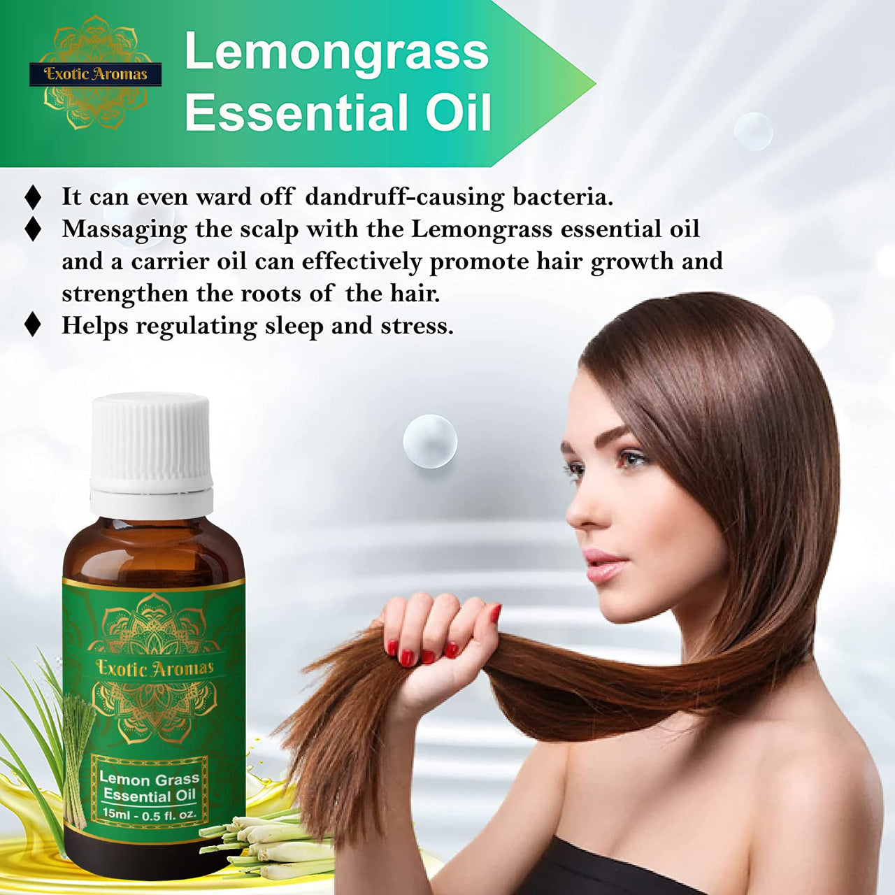 Exotic Aromas Lemon Grass Oil, Essential Oil (15Ml + 15Ml) Pack of 2