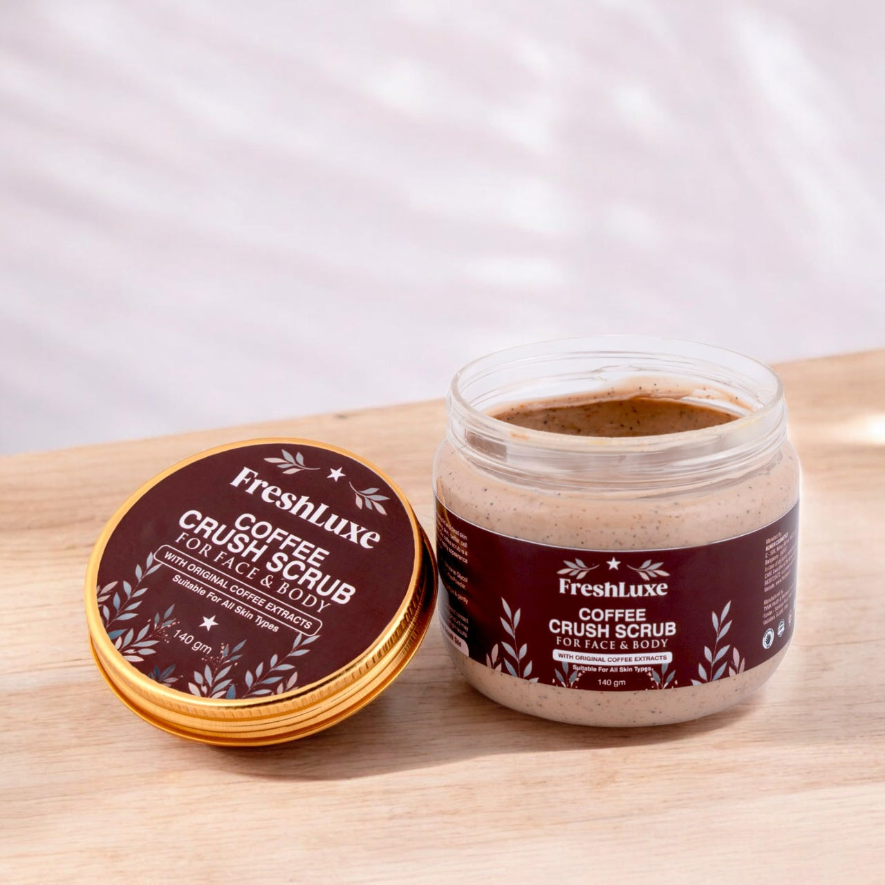 FreshLuxe Coffee Crush Body & Face Scrub | Exfoliation & De-Tan | Enriched with Walnut Powder | Unisex | 140g