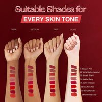 Nourish Mantra Bold Rush Creamy Matte Liquid lipstick combo with SPF 15 Set of 4(1.2ml Each) | Mini Lipstick |red lipsticks | Water Proof | Smudge Proof | transfer Proof | Long Lasting | for all Skin tones