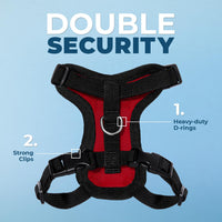 Voyager Step-in Lock Cat Harness w Reflective Cat Leash Combo Set with Neoprene Handle 5ft - Supports Small, Medium and Large Breed Cats by Best Pet Supplies - Red/Black Trim, XXS Harness Leash Set (Red/Black Trim) XXS (Chest: 11.5 - 14