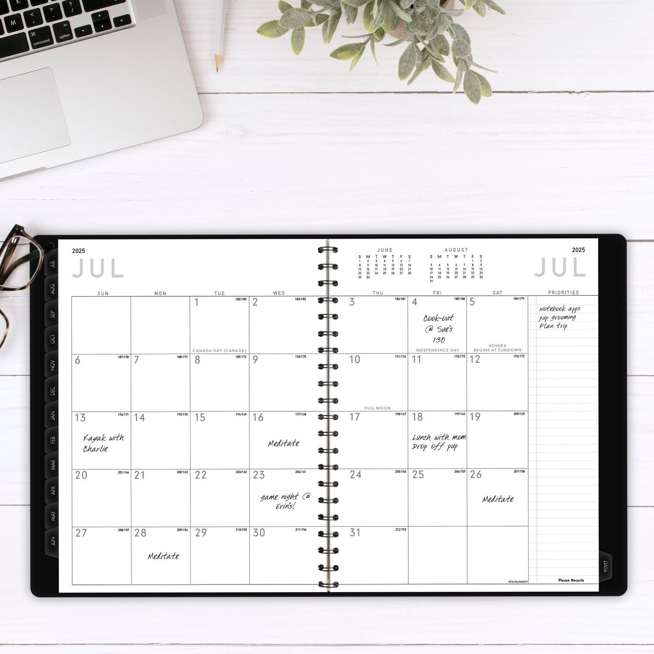 AT-A-GLANCE Planner 2024-2025 Academic, Weekly & Monthly, Half-Hourly Appointment Book, 8-1/4" x 11", Large, Monthly Tabs, Flexible Cover, Contempo, Graphite (70957X45) 2024-2025 New Edition