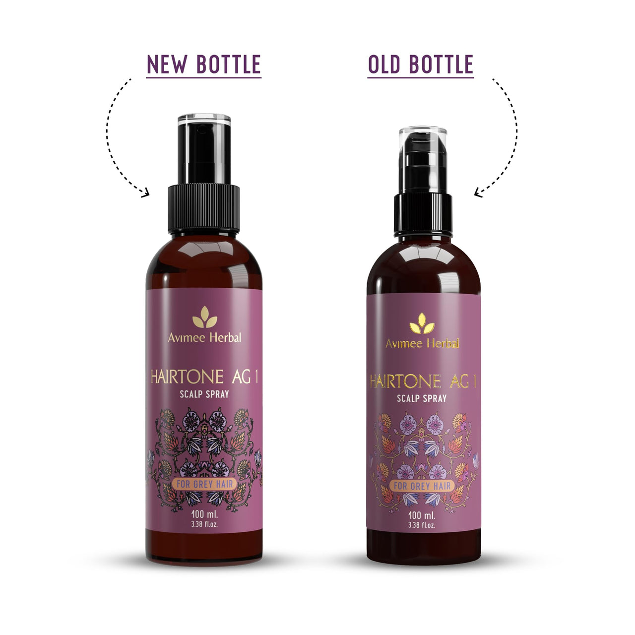 Avimee Herbal Hairtone AG1 Scalp Spray for Grey Hair | With Indigo, Henna, Beet Root and Hibiscus Extracts | Daily Nutrition For Your Hair | 100 ML