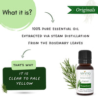 Mystiq Living Rosemary Essential Oil & Castor Oil for Hair Growth, Hydrating & Moisturising for Face & Skin | 100% Pure and Natural (100ml+15ml)