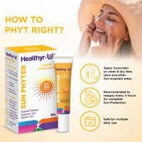 Healthyr-U Sun Phyter Liquid Sunscreen | Broad Spectrum UV Protection with SPF 50 PA+++ | Pollution Protection With Phytovie® Defense | With Vitamin C, Vitamin E & Hyaluronic Acid | Lightweight, No White Cast | For All Skin Types | For Women & Men | 30g