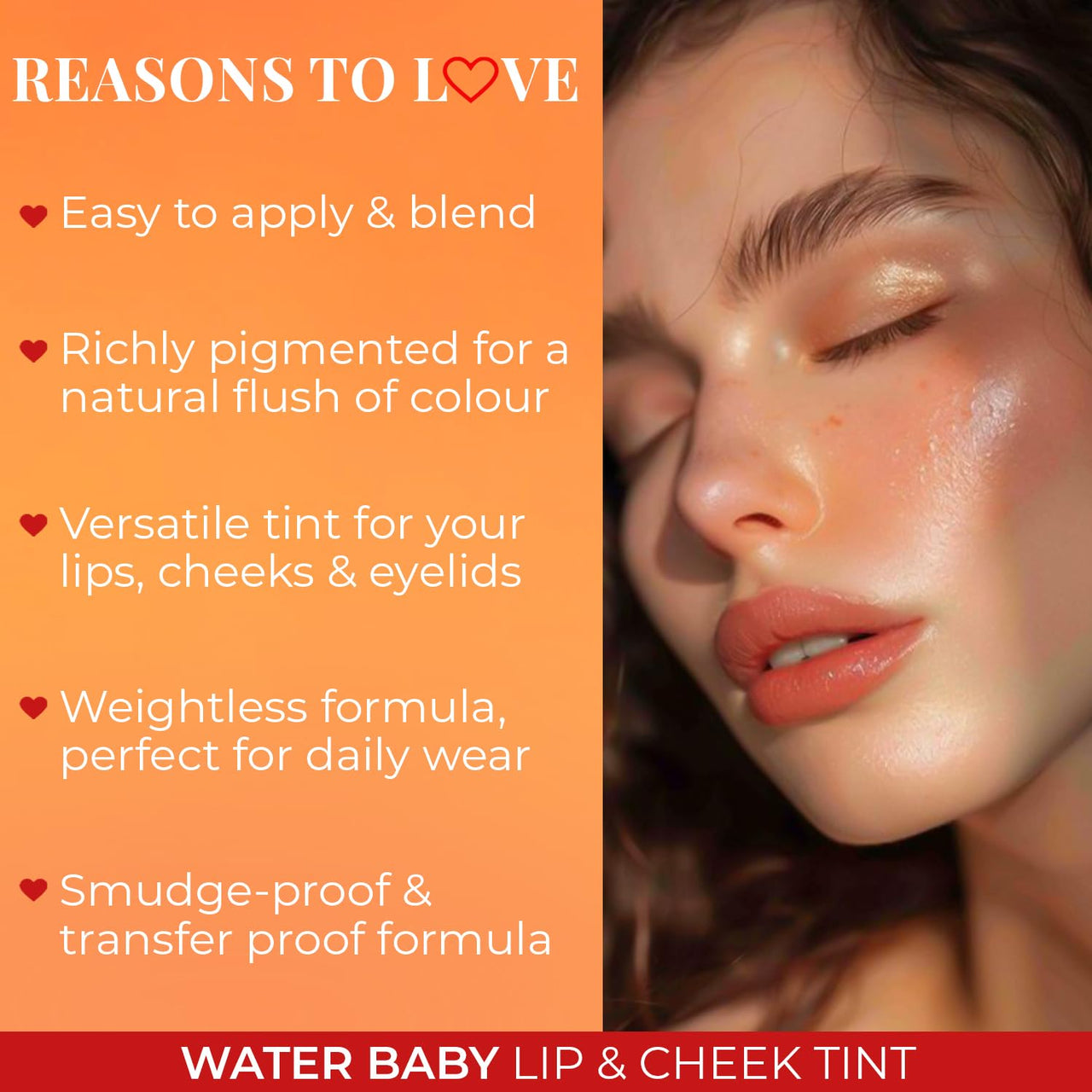 Just Herbs Water Baby Smudge & Transfer Proof | 12hrs Stay | Richly Pigmented Infused with Aloe Vera Multipurpose Water Tint for Lips, Cheeks and Eyelids for Women 6.5ml (Feeling Grape)