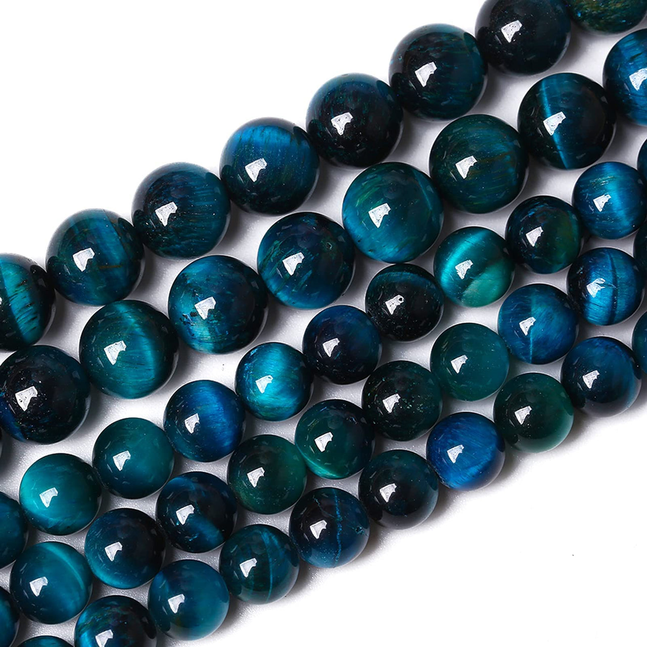 10mm 38pcs Blue Tiger Eye Gemstone Loose Beads Natural Round Crystal Energy Stone Healing Power for Jewelry Making 1 Strand 15" (Blue Tiger Eye, 10mm)