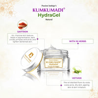 Passion Indulge Kumkumadi Natural HydraGel Moisturizer - 50gm | SPF 15 unisex for Anti-Aging, Glowing, shine and Brightness with Saffron, Vetiver Oil, and 16 Herbs for All Skin Types