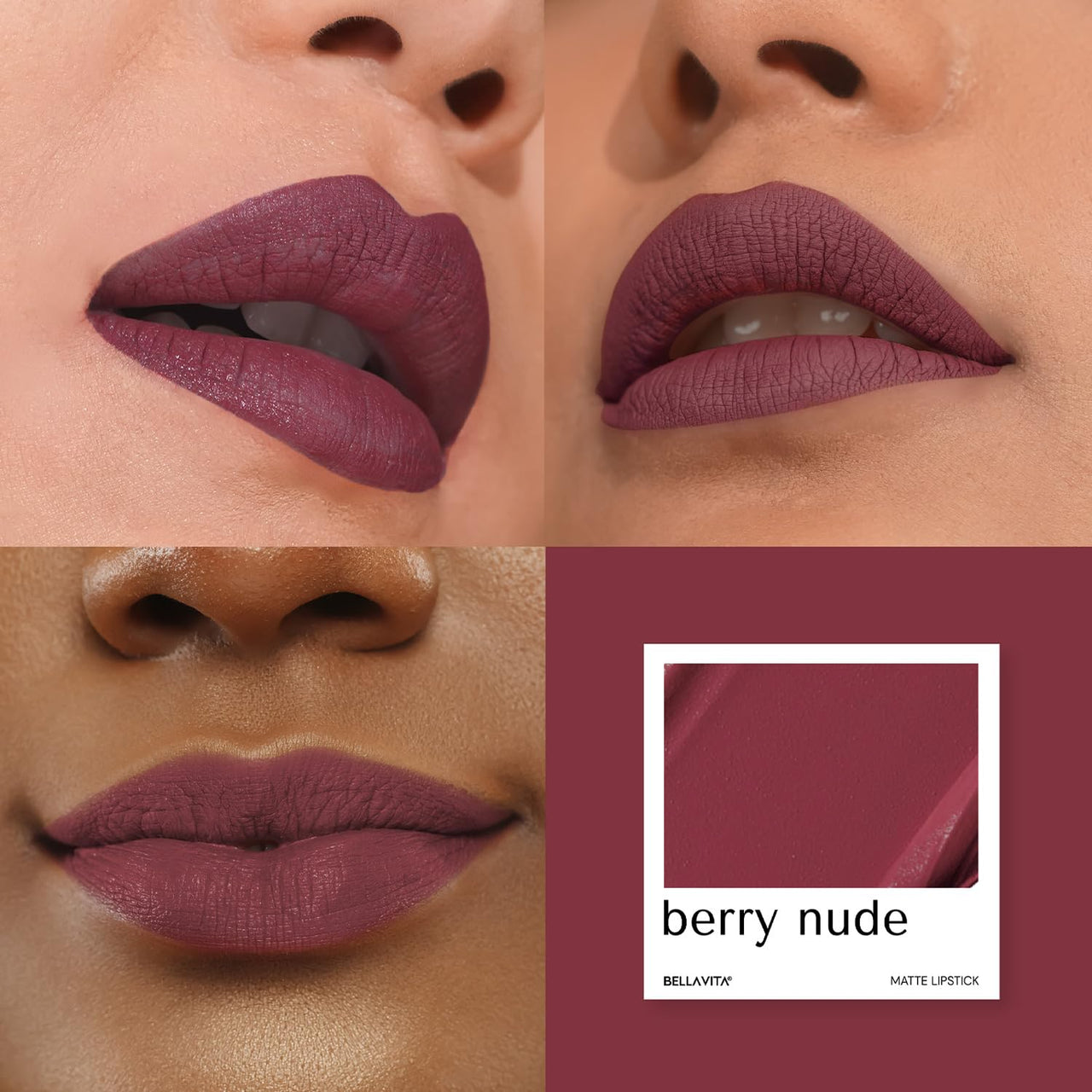 BELLAVITA Kiss-Proof Liquid Lipstick | 3.8 ml | 18-hr Stay |Transferproof Lipstick | Long Lasting | Ultra Matte Finish | Intense Moisturisation | Waterproof Liquid Lipsticks for Women | Berry Nude