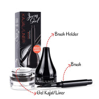 Jersy Girl by Fashion Colour Kajal and Eyeliner With Brush|24 Hours Long Lasting and Smudge Proof | Waterproof | Intense Colour | 2 in 1 Kajal and Eyeliner Combo | Lasting Drama Gel Eyeliner | 3.8g (Black)